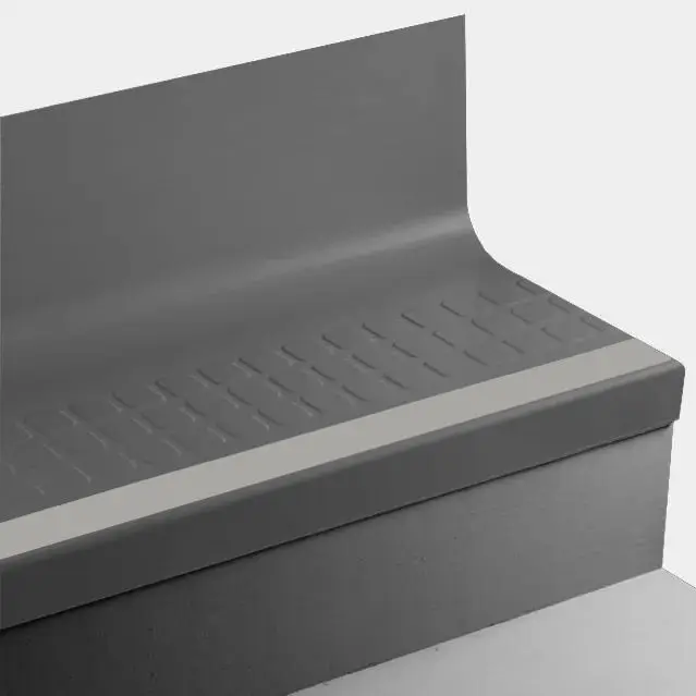 Angle Fit Rubber Stair Tread with Integrated Riser - VIRNSQTRS 20 SQ Raised Square #20 Charcoal with 55 Silver Grey Rubber Insert 54"