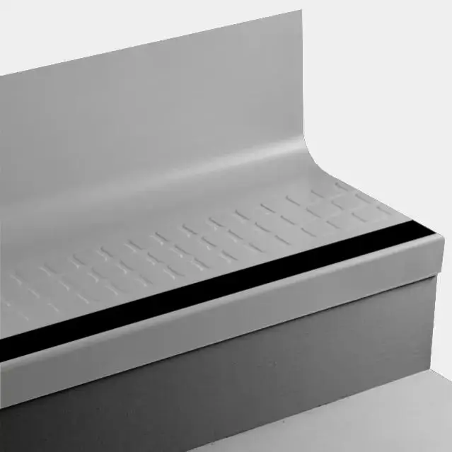 Tarkett - Angle Fit Rubber Stair Tread with Integrated Riser - VIRNSQTRS VK7 SQ Raised Square #VK7 Mt. Rainier with 40 Black Rubber Insert 54"