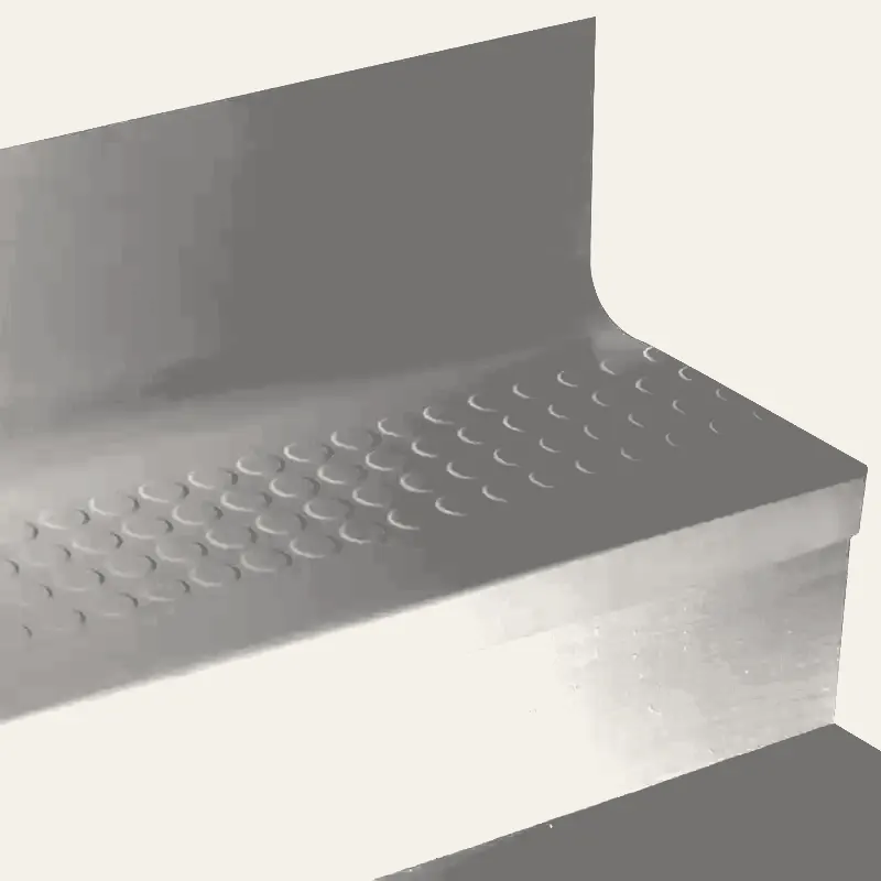 Angle Fit Rubber Stair Tread - VIRNRD 48 SQ Raised Round #48 Grey with Black Grit Tape Insert 42"