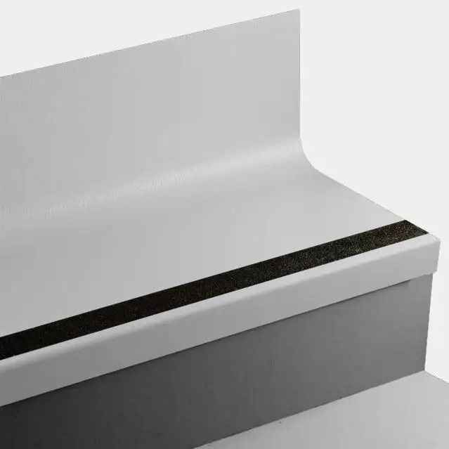 Tarkett - Angle Fit Rubber Stair Tread with Integrated Riser - VIHNTRSP VE7 SQ Hammered Speckled #VE7 Mt. Rainier with Black Grit Tape Insert 48"