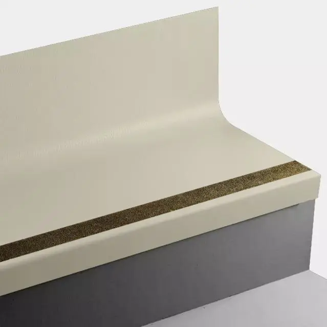 Tarkett - Angle Fit Rubber Stair Tread with Integrated Riser - VIHNTRSP VE3 SQ Hammered Speckled #VE3 Spokane Warm with Brown Grit Tape Insert 60"
