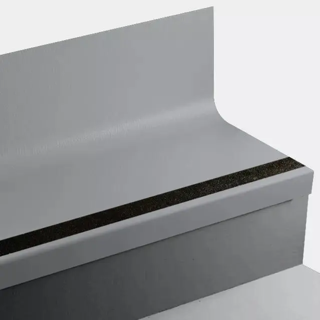 Tarkett - Angle Fit Rubber Stair Tread with Integrated Riser - VIHNTRSP VF8 SQ Hammered Speckled #VF8 Cozy Canyon with Black Grit Tape Insert 72"
