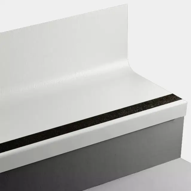 Tarkett - Angle Fit Rubber Stair Tread with Integrated Riser - VIHNTRSP VE5 SQ Hammered Speckled #VE5 Snowcap with Black Grit Tape Insert 72"