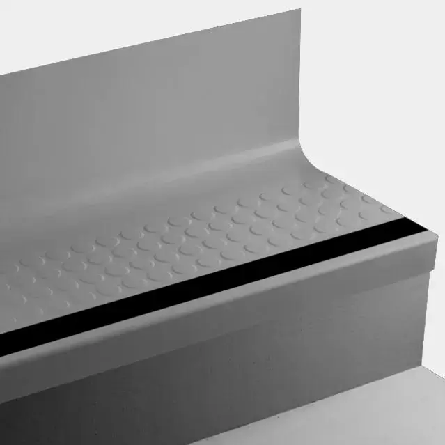 Tarkett - Angle Fit Rubber Stair Tread with Integrated Riser - VIRNRDTRS TG6 SQ Raised Round #TG6 Mink with 40 Black Rubber Insert 48"