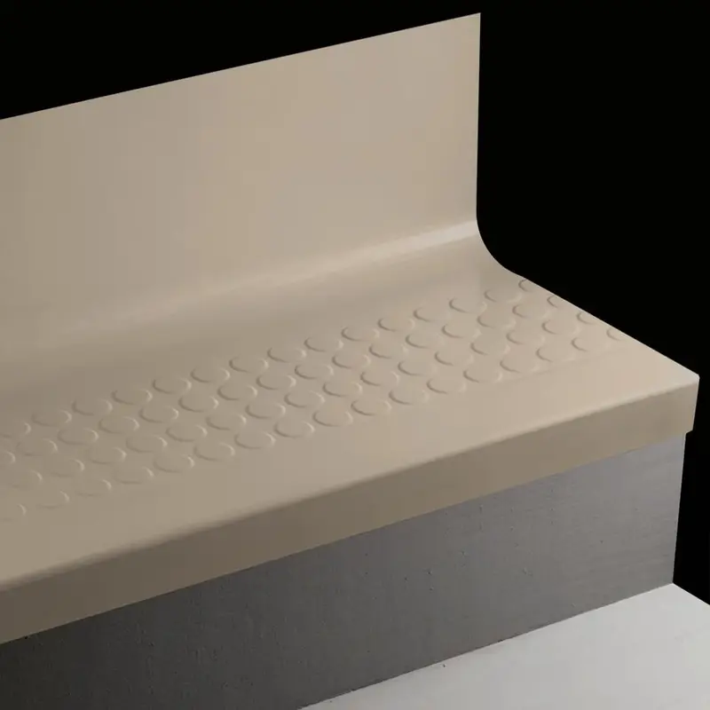 Tarkett - Angle Fit Rubber Stair Tread with Integrated Riser - VIRNRDTRS 80 SQ Raised Round #80 Fawn with 47 Brown Rubber Insert 60"