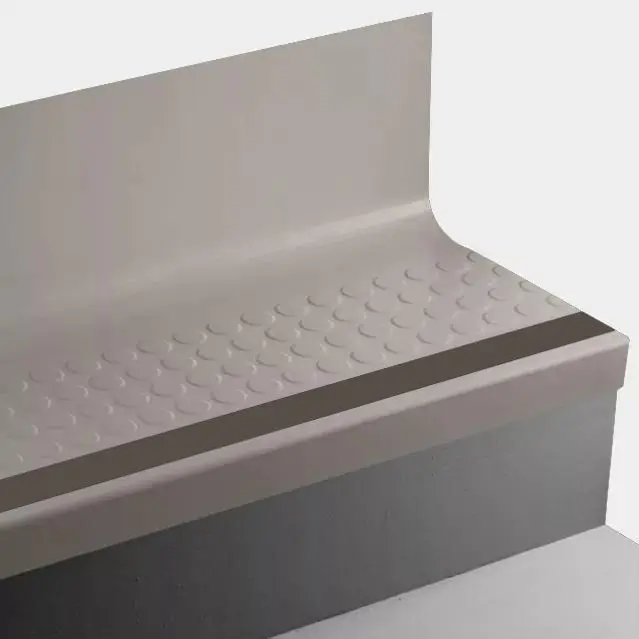 Tarkett - Angle Fit Rubber Stair Tread with Integrated Riser - VIRNRDTRS 80 SQ Raised Round #80 Fawn with 47 Brown Rubber Insert 96"
