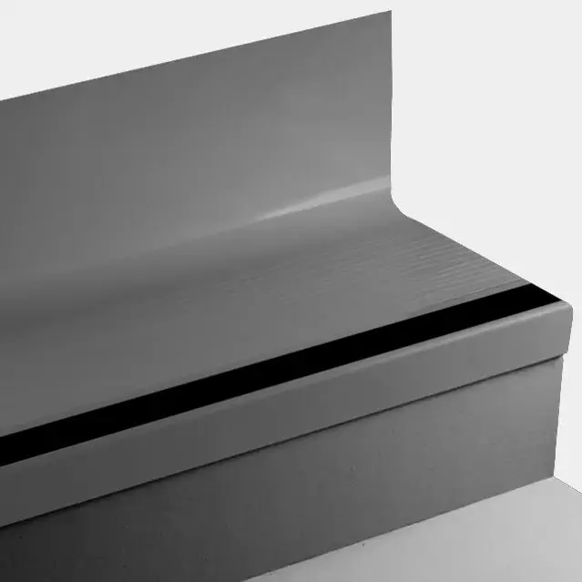 Tarkett - Angle Fit Rubber Stair Tread with Integrated Riser - VIBMNTRS TG6 SQ Bamboo #TG6 Mink with 40 Black Rubber Insert 72"