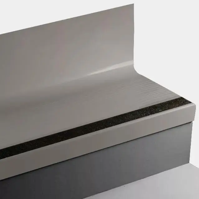 Tarkett - Angle Fit Rubber Stair Tread with Integrated Riser - VIBMNTR 121 SQ Bamboo #121 Cement with Black Grit Tape Insert 72"