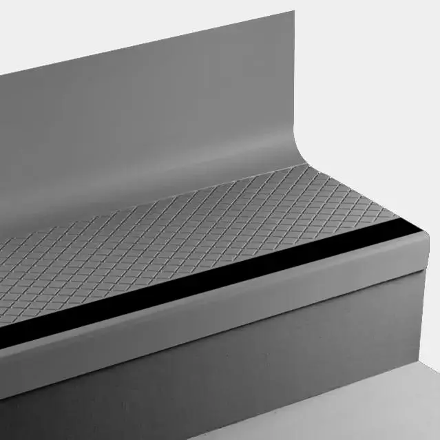 Angle Fit Rubber Stair Tread with Integrated Riser - VICNNTRS 48 SQ Diamond #48 Grey with 40 Black Rubber Insert 48"