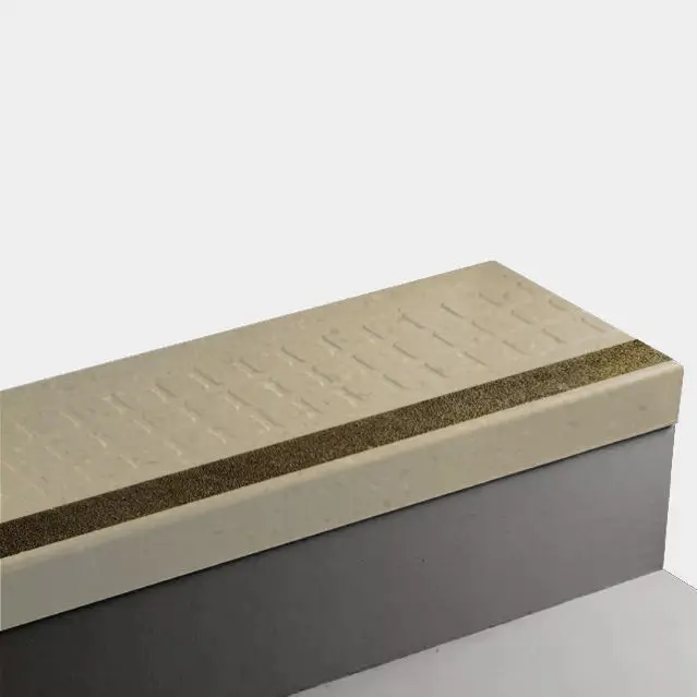 Angle Fit Rubber Stair Tread - VIRNSQ VE2 SQ Raised Square #VE2 Lake Shore with Brown Grit Tape Insert 36"