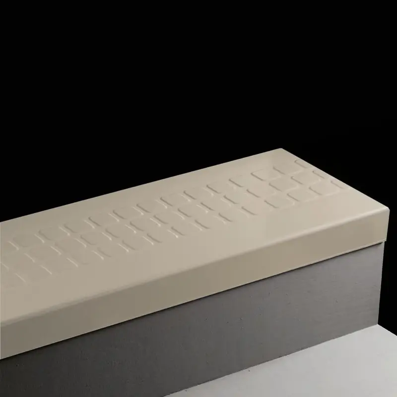 Angle Fit Rubber Stair Tread - VIRNSQ 24 SQ Raised Square #24 Grey Haze with Black Grit Tape Insert 54"