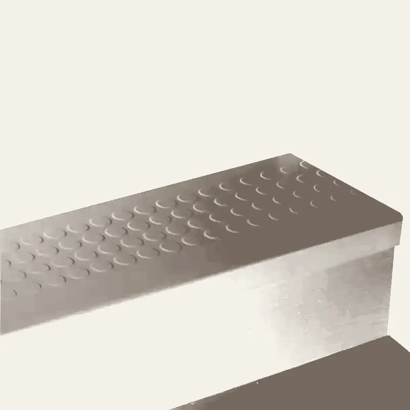 Angle Fit Rubber Stair Tread - VIRNRD 283 SQ Raised Round #283 Toast with Tan Grit Tape Insert 54"