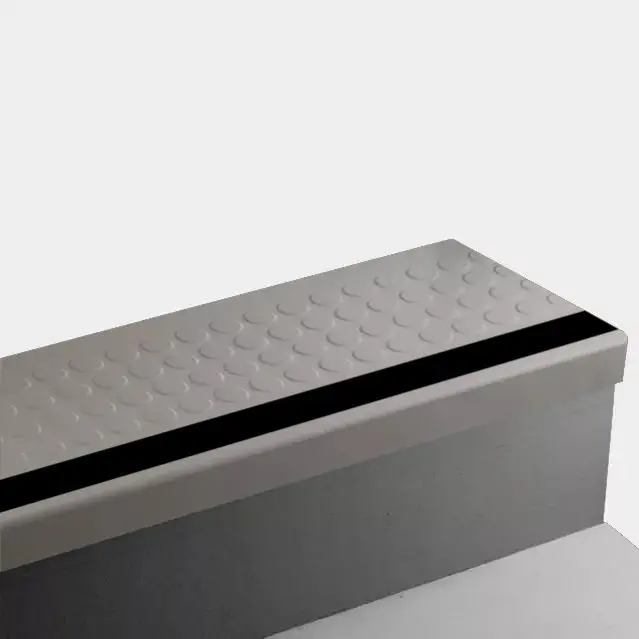 Angle Fit Rubber Stair Tread - VIRNRDS TA8 SQ Raised Round #TA8 Welsh Castle with 40 Black Rubber Insert 96"
