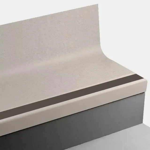 Angle Fit Rubber Stair Tread with Integrated Riser - VIFRPANTRS 11 SQ Rice Paper #11 Canvas with 47 Brown Rubber Insert 72"