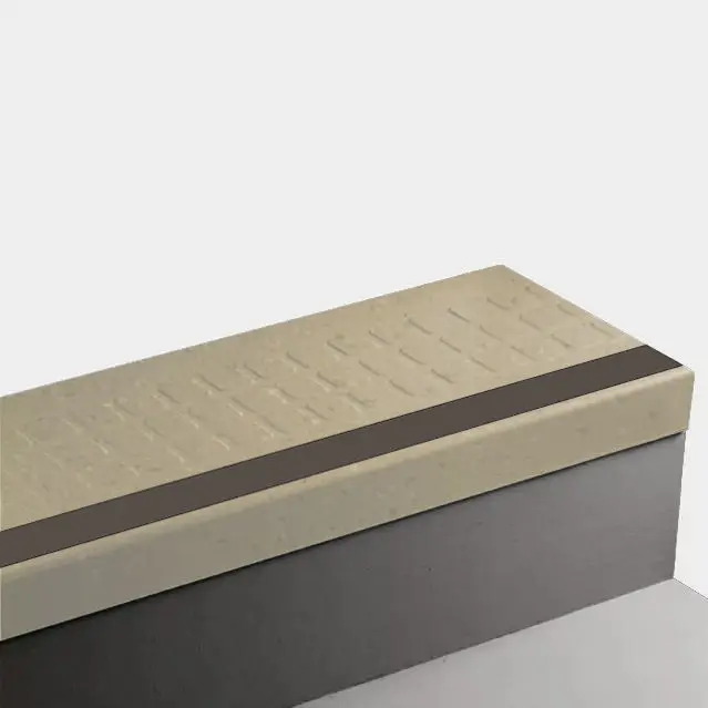 Angle Fit Rubber Stair Tread - VIRNSQS VE2 SQ Raised Square Speckeled #VE2 Lake Shore with 47 Brown Rubber Insert 36"