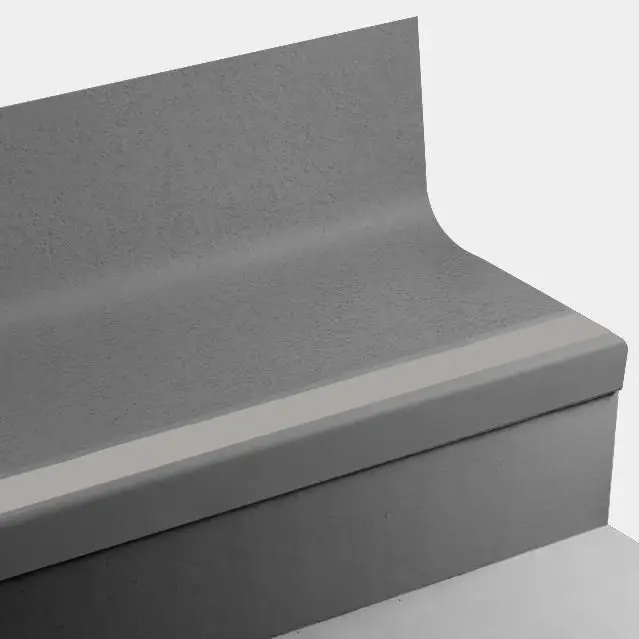 Tarkett - Angle Fit Rubber Stair Tread with Integrated Riser - VIFRPANTRSPS VG1 SQ Rice Paper Speckled #VG1 Forks Falls with 55 Silver Grey Rubber Insert 60"