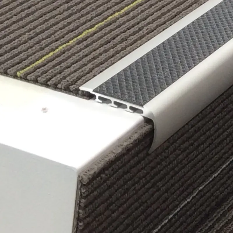 Futura Transitions - Safety Stair Nosing for Carpet Etched Aluminum 1-1/2" (38.1 mm) x 2-9/16" x 12'