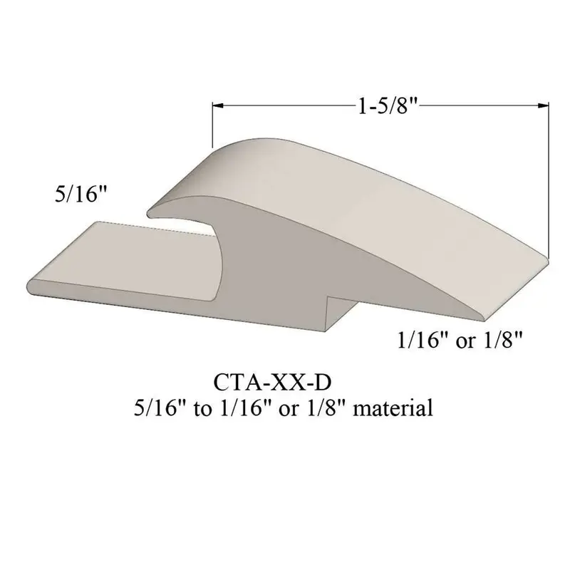Tarkett - Vinyl Reducer Adaptors CTA 01 D - 5/16" Carpet to 1/16" - 1/8" Resilient #01 Snow White 12'