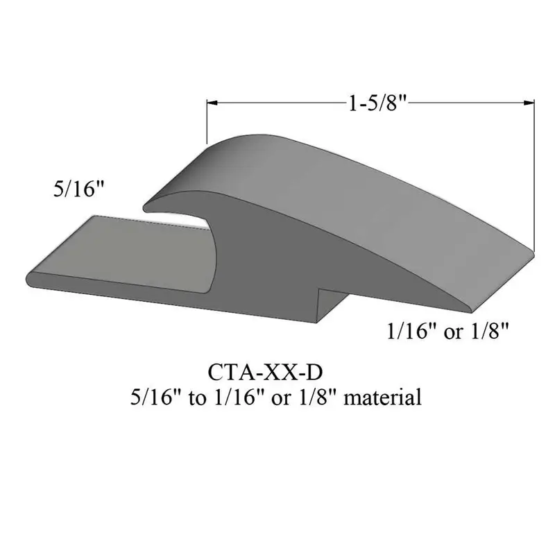 Tarkett - Vinyl Reducer Adaptors CTA 20 D - 5/16" Carpet to 1/16" - 1/8" Resilient #20 Charcoal 12'