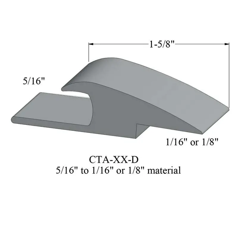 Tarkett - Vinyl Reducer Adaptors CTA 28 D - 5/16" Carpet to 1/16" - 1/8" Resilient #28 Medium Grey 12'