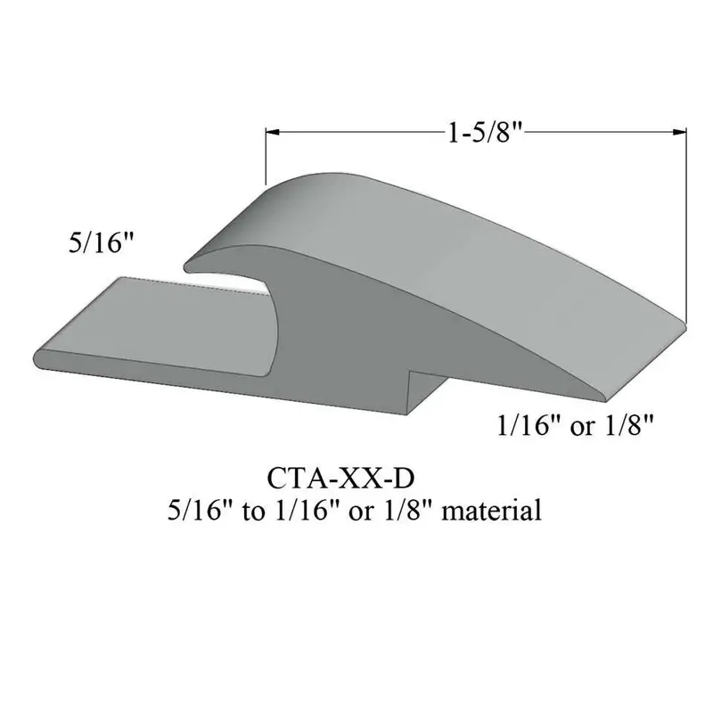 Tarkett - Vinyl Reducer Adaptors CTA 38 D - 5/16" Carpet to 1/16" - 1/8" Resilient #38 Pewter 12'