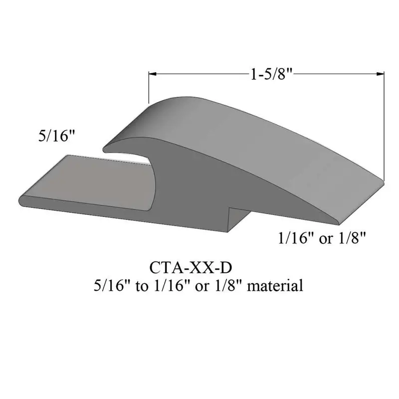 Tarkett - Vinyl Reducer Adaptors CTA 48 D - 5/16" Carpet to 1/16" - 1/8" Resilient #48 Grey 12'
