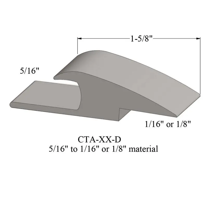 Tarkett - Vinyl Reducer Adaptors CTA 55 D - 5/16" Carpet to 1/16" - 1/8" Resilient #55 Silver Grey 12'