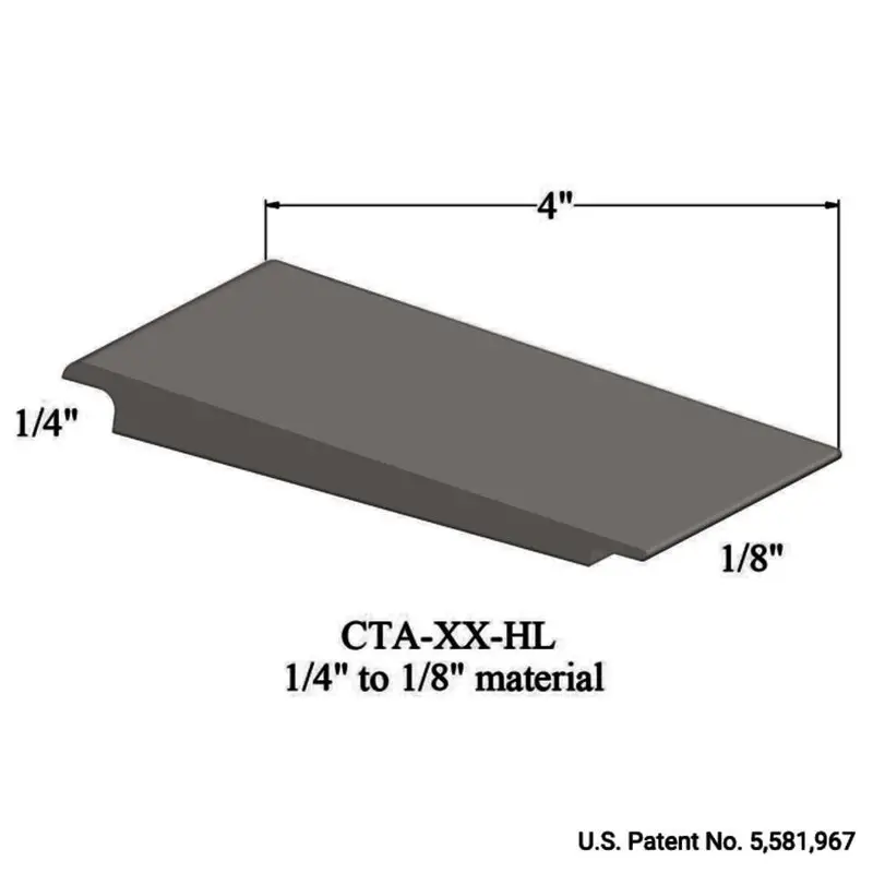 Tarkett - Wheeled Traffic Transitions - CTA 55 HL for 1/4" Material to 1/8" Material #55 Silver Grey 12'