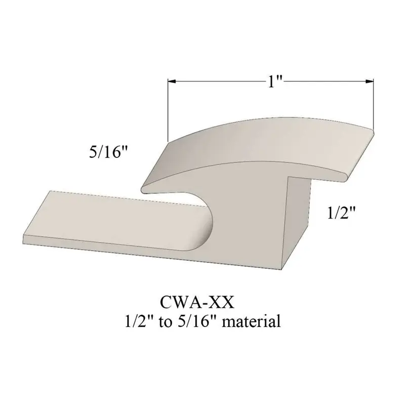 Tarkett - Vinyl Reducer Adaptors CWA 01 - 5/16" Carpet to 1/2" Wood Flooring #01 Snow White 12'
