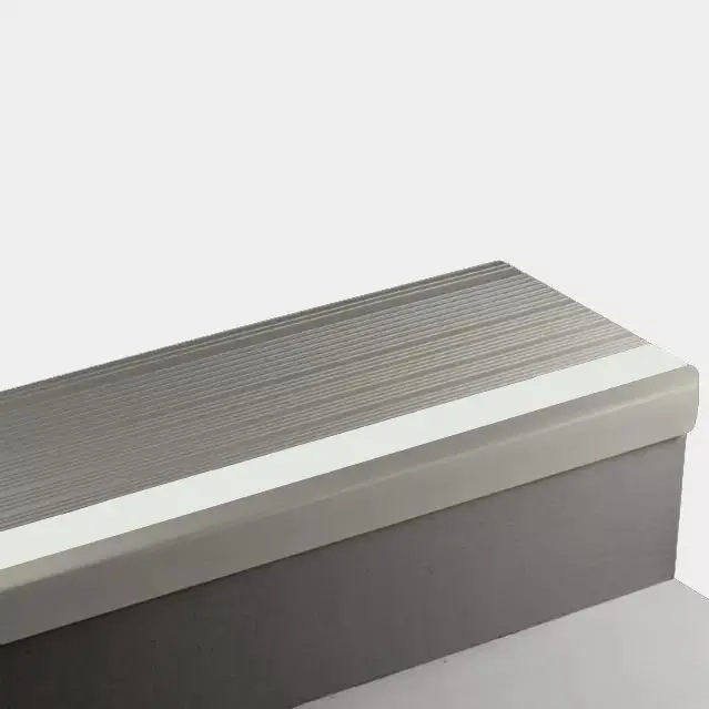 Tarkett - Safe-T-First Vinyl Stair Tread - PVIHDN 38 SQ Heavy Duty Square Nose #38 Pewter - with Photoluminescent Strip 36"