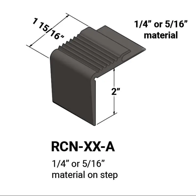 Tarkett - Vinyl Stair Nosings - RCN 44 A with Undercut for 1/4" or 5⁄16" Material on Step #44 Dark Brown 12'