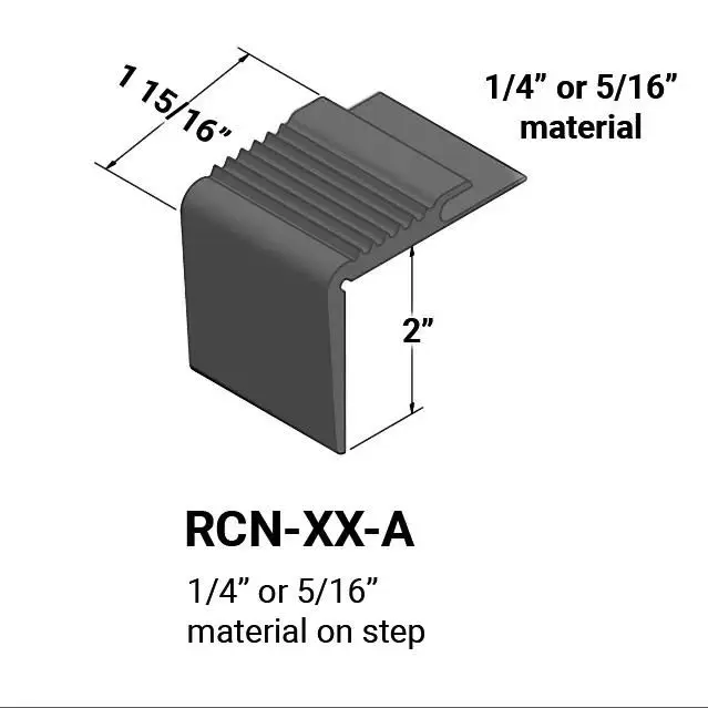 Tarkett - Vinyl Stair Nosings - RCN TA4 A with Undercut for 1/4" or 5⁄16" Material on Step #TA4 Gateway 12'
