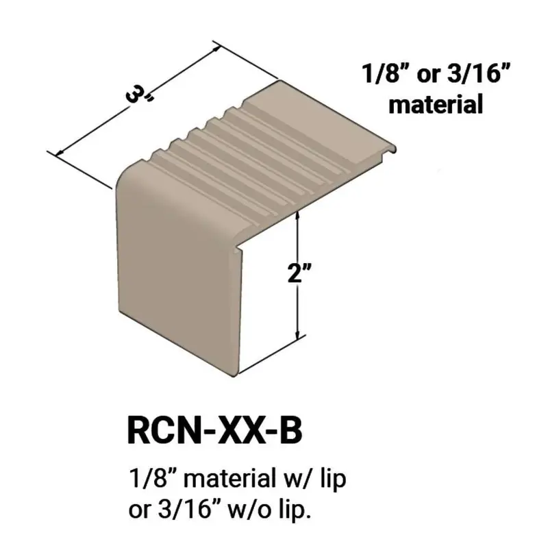 Tarkett - Vinyl Stair Nosings - RCN 11 B for materials of 1/8" with lip or 3⁄16" without lip on Step #11 Canvas 12'