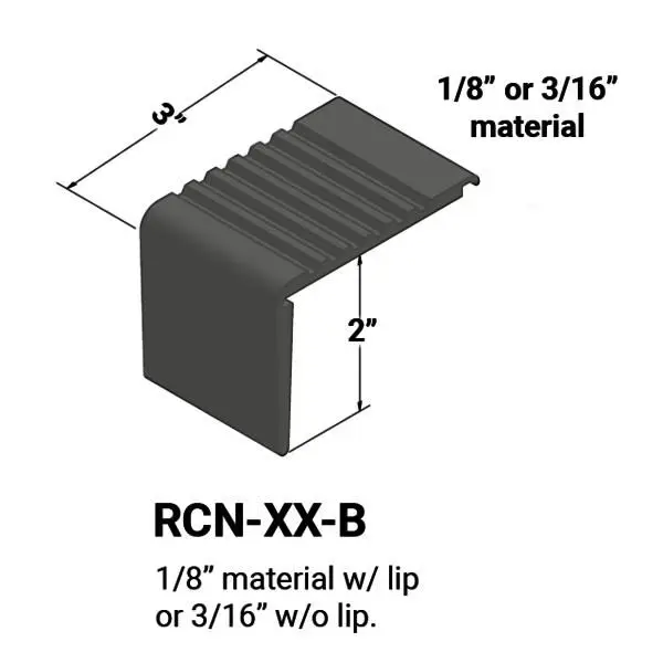 Tarkett - Vinyl Stair Nosings - RCN TA4 B for materials of 1/8" with lip or 3⁄16" without lip on Step #TA4 Gateway 12'