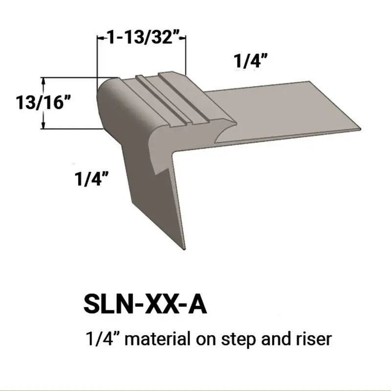 Tarkett - Slim Line Vinyl Stair Nosings - SLN 11 A for 1/4" to 1/4" Materials on Step and Riser #11 Canvas 12'