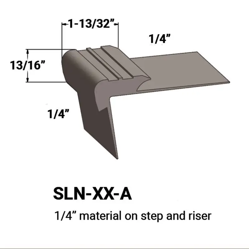 Tarkett - Slim Line Vinyl Stair Nosings - SLN 176 A for 1/4" to 1/4" Materials on Step and Riser #176 Brass 12'