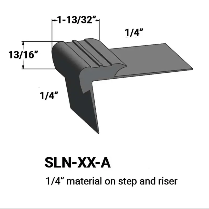 Tarkett - Slim Line Vinyl Stair Nosings - SLN 178 A for 1/4" to 1/4" Materials on Step and Riser #178 Ironstone 12'