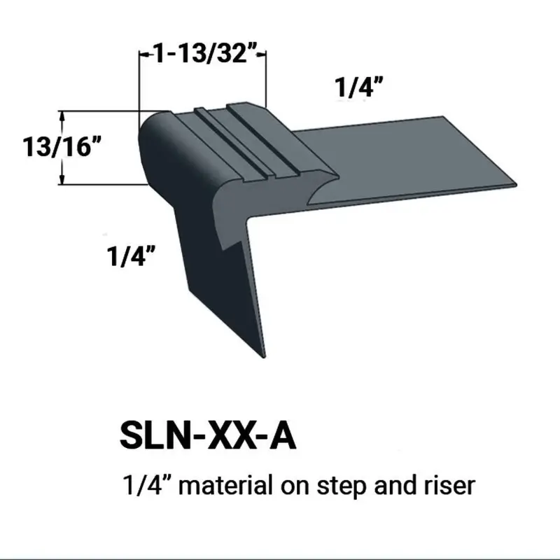 Tarkett - Slim Line Vinyl Stair Nosings - SLN 18 A for 1/4" to 1/4" Materials on Step and Riser #18 Navy Blue 12'