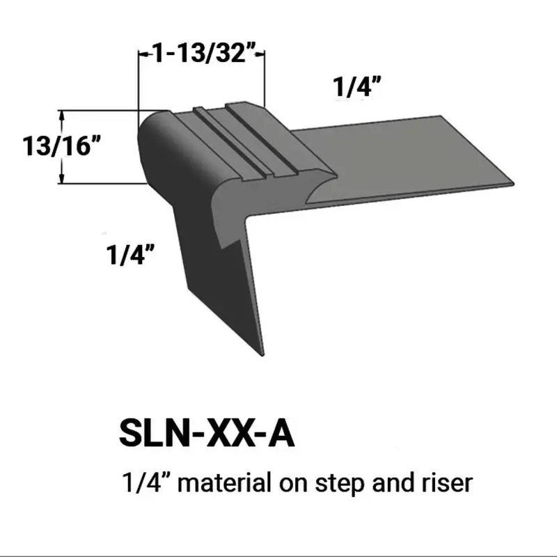 Tarkett - Slim Line Vinyl Stair Nosings - SLN 20 A for 1/4" to 1/4" Materials on Step and Riser #20 Charcoal 12'