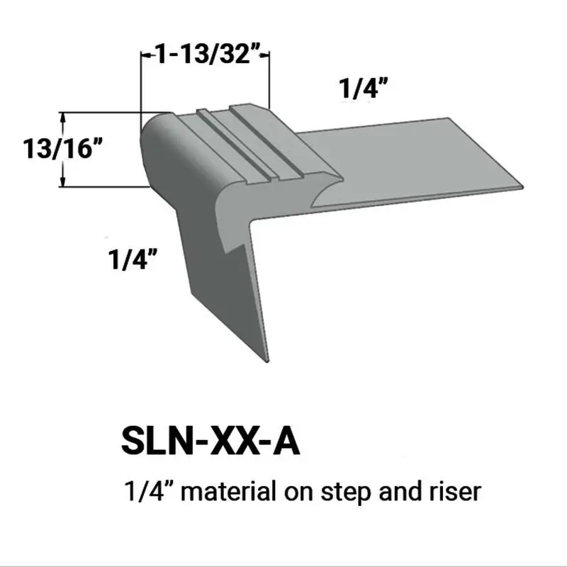 Tarkett - Slim Line Vinyl Stair Nosings - SLN 21 A for 1/4" to 1/4" Materials on Step and Riser #21 Platinum 12'