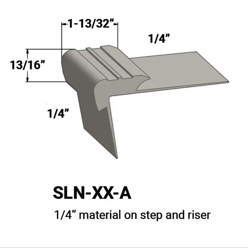 Tarkett - Slim Line Vinyl Stair Nosings - SLN 24 A for 1/4" to 1/4" Materials on Step and Riser #24 Grey Haze 12'