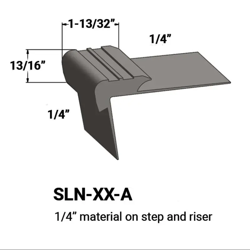 Tarkett - Slim Line Vinyl Stair Nosings - SLN 29 A for 1/4" to 1/4" Materials on Step and Riser #29 Moon Rock 12'