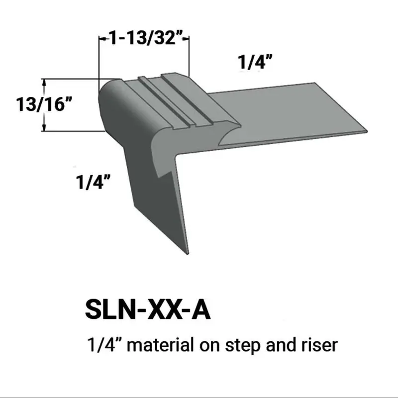 Tarkett - Slim Line Vinyl Stair Nosings - SLN 38 A for 1/4" to 1/4" Materials on Step and Riser #38 Pewter 12'