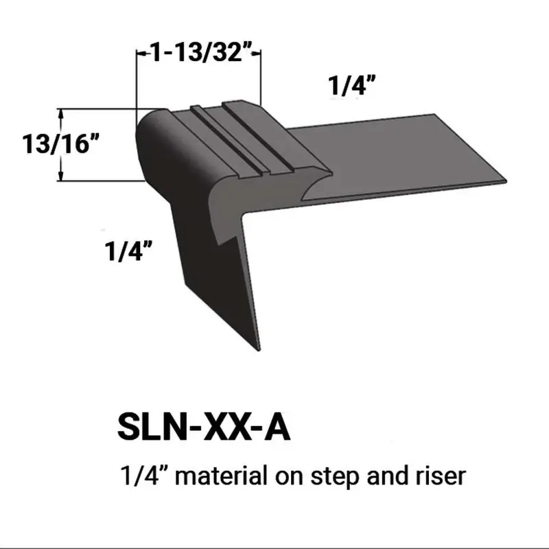 Tarkett - Slim Line Vinyl Stair Nosings - SLN 44 A for 1/4" to 1/4" Materials on Step and Riser #44 Dark Brown 12'