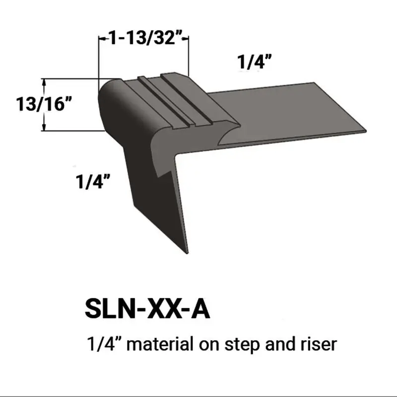 Tarkett - Slim Line Vinyl Stair Nosings - SLN 47 A for 1/4" to 1/4" Materials on Step and Riser #47 Brown 12'