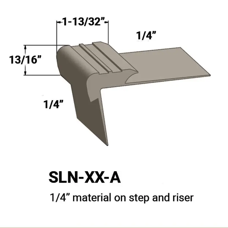 Tarkett - Slim Line Vinyl Stair Nosings - SLN 49 A for 1/4" to 1/4" Materials on Step and Riser #49 Beige 12'