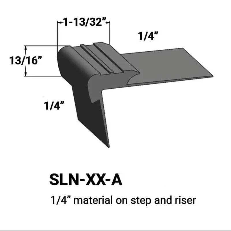 Tarkett - Slim Line Vinyl Stair Nosings - SLN 63 A for 1/4" to 1/4" Materials on Step and Riser #63 Burnt Umber 12'
