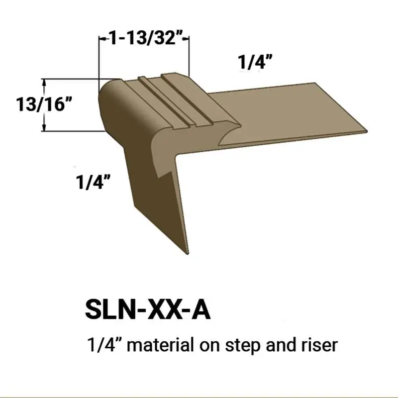 Tarkett - Slim Line Vinyl Stair Nosings - SLN 67 A for 1/4" to 1/4" Materials on Step and Riser #67 Old Gold 12'