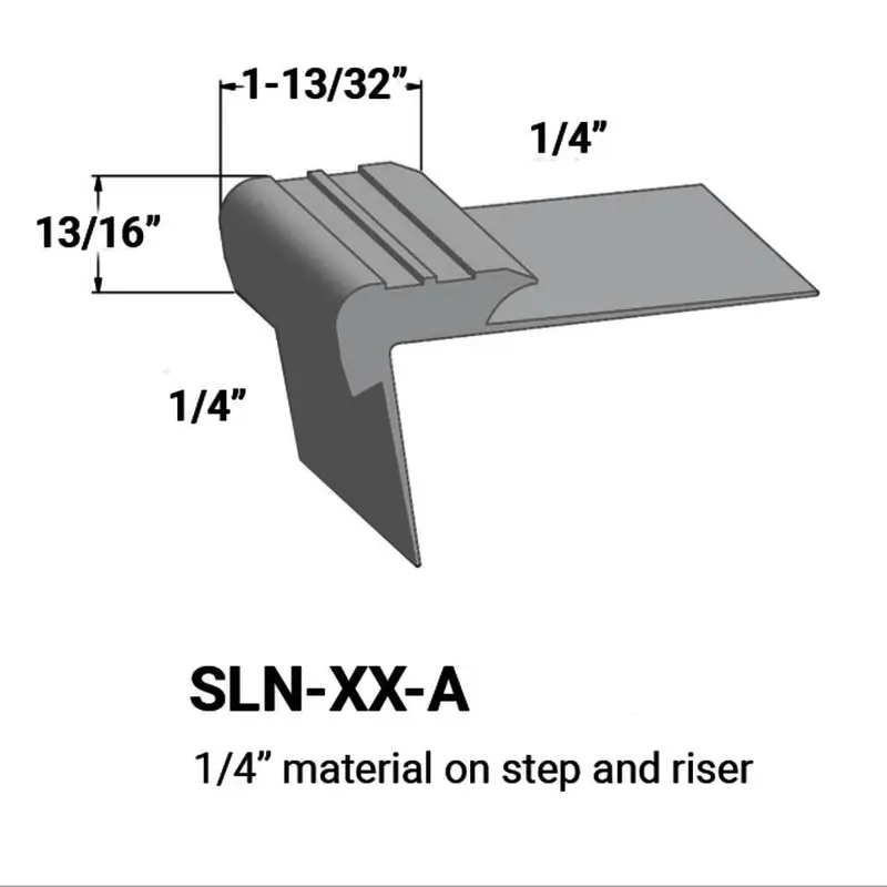 Tarkett - Slim Line Vinyl Stair Nosings - SLN 69 A for 1/4" to 1/4" Materials on Step and Riser #69 Sterling Silver 12'