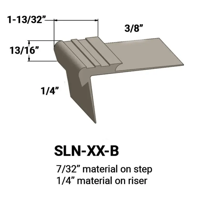 Tarkett - Slim Line Vinyl Stair Nosings - SLN 09 B for 7/32" Material on Step to 1/4" Material on Riser #09 Clay 12'
